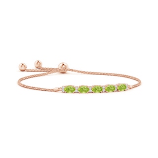 6x4mm AA East-West Oval Peridot Bolo Bracelet with Diamonds in Rose Gold