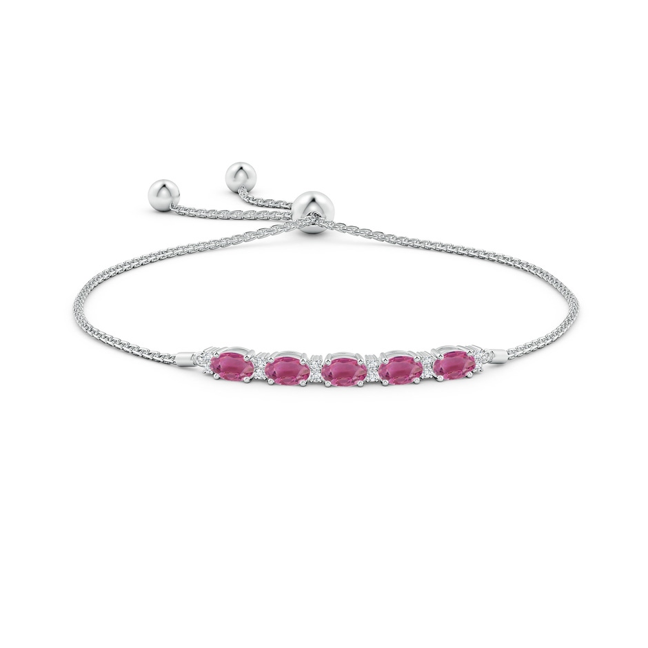 6x4mm AAA East-West Oval Pink Tourmaline Bolo Bracelet with Diamonds in White Gold side-1