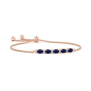 6x4mm A East-West Oval Sapphire Bolo Bracelet with Diamonds in Rose Gold