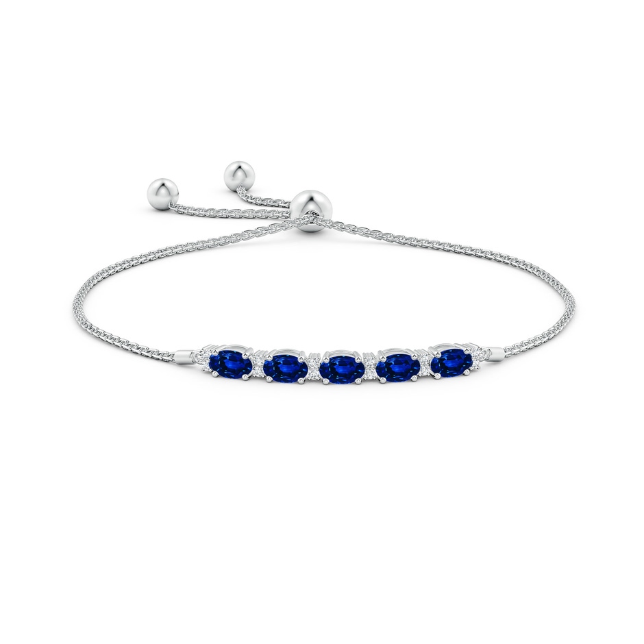 6x4mm Lab-Grown East-West Oval Sapphire Bolo Bracelet with Diamonds in White Gold side-1