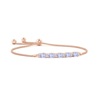 6x4mm A East-West Oval Tanzanite Bolo Bracelet with Diamonds in Rose Gold