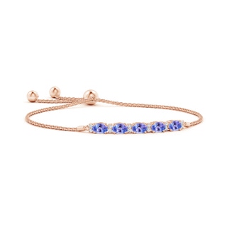 6x4mm AAA East-West Oval Tanzanite Bolo Bracelet with Diamonds in Rose Gold