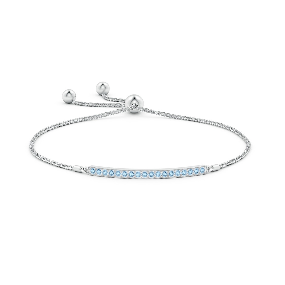 2mm AAA Pave-Set Aquamarine Bar Bolo Bracelet in White Gold side-1