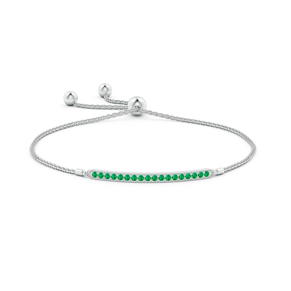 2mm AAA Pave-Set Emerald Bar Bolo Bracelet in White Gold side-1