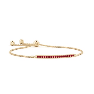 2mm AA Pave-Set Ruby Bar Bolo Bracelet in Yellow Gold