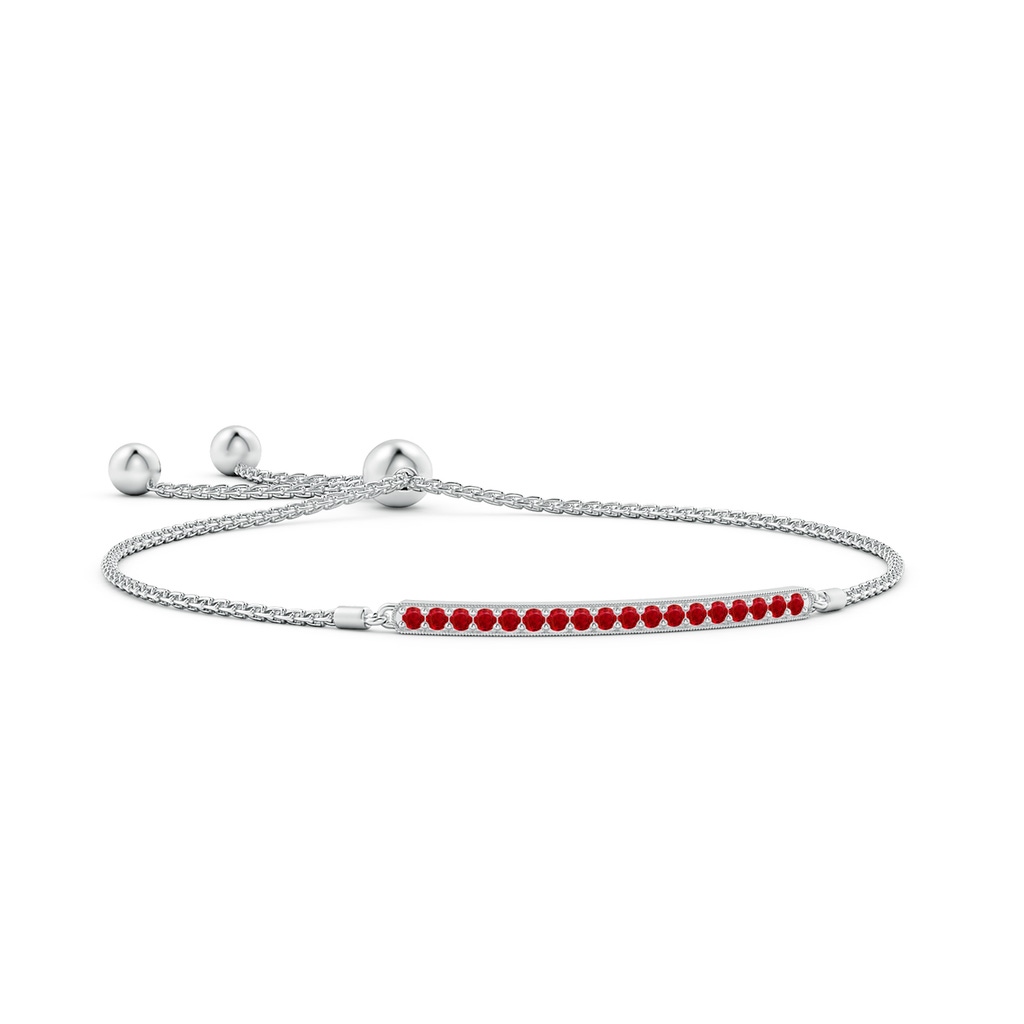 2mm AAA Pave-Set Ruby Bar Bolo Bracelet in White Gold