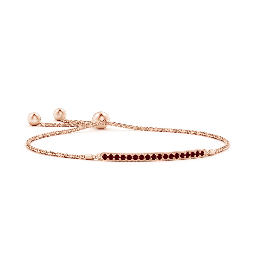 2mm AAAA Pave-Set Ruby Bar Bolo Bracelet in Rose Gold