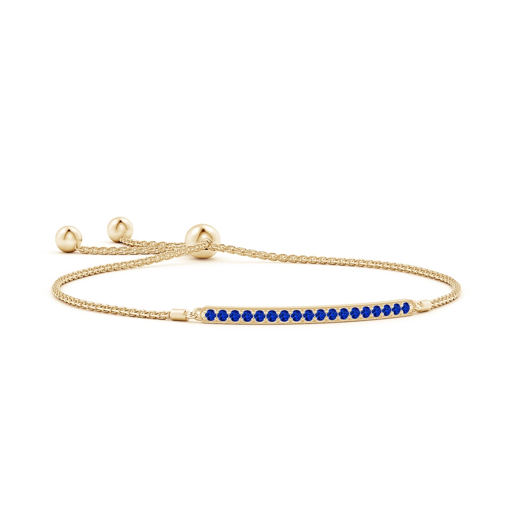 2mm AAAA Pave-Set Sapphire Bar Bolo Bracelet in Yellow Gold