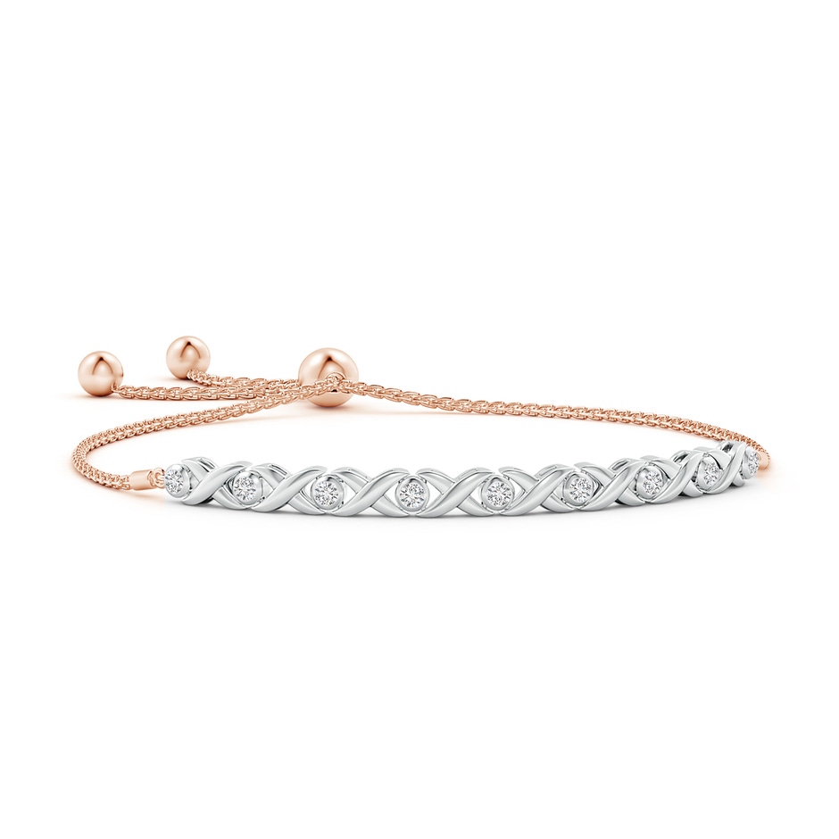 2.5mm HSI2 Bezel-Set Diamond XO Bolo Bracelet in Two Tone Gold in White Gold Rose Gold 