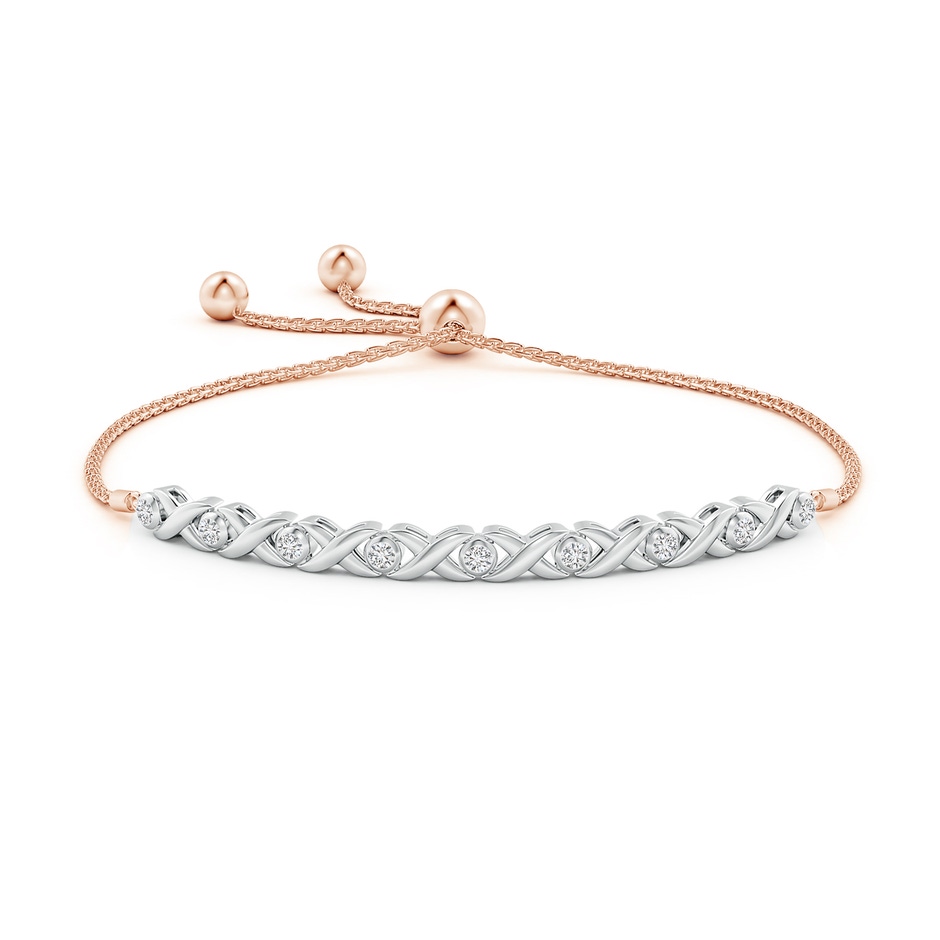 2.5mm HSI2 Bezel-Set Diamond XO Bolo Bracelet in Two Tone Gold in White Gold Rose Gold side-1