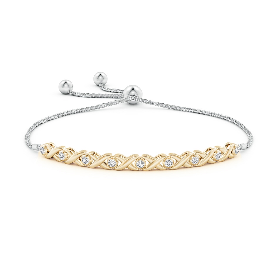 2.5mm HSI2 Bezel-Set Diamond XO Bolo Bracelet in Two Tone Gold in Yellow Gold White Gold side-1