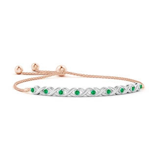 2.5mm AAA Bezel-Set Emerald XO Bolo Bracelet in Two Tone Gold in White Gold Rose Gold