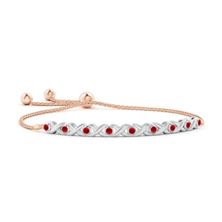 2.5mm AAA Bezel-Set Ruby XO Bolo Bracelet in Two Tone Gold in White Gold Rose Gold