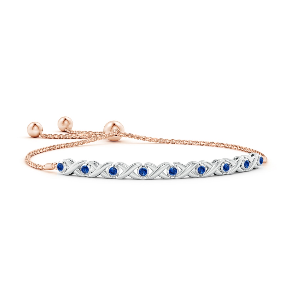 2.5mm AAA Bezel-Set Sapphire XO Bolo Bracelet in Two Tone Gold in White Gold Rose Gold 