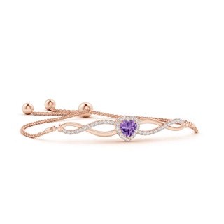 6mm AA Heart-Shaped Amethyst Infinity Bolo Bracelet in Rose Gold