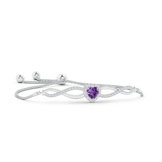 6mm AAA Heart-Shaped Amethyst Infinity Bolo Bracelet in White Gold