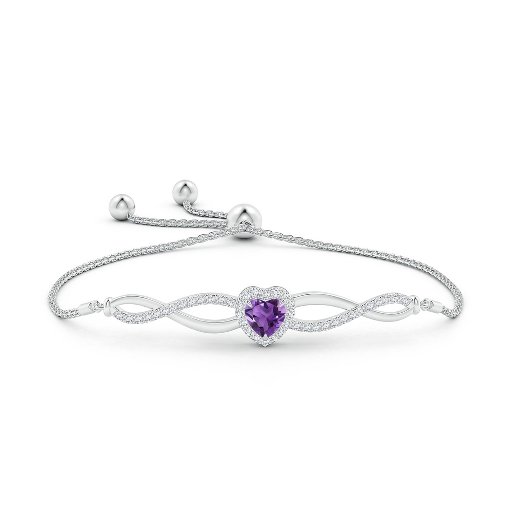 6mm AAA Heart-Shaped Amethyst Infinity Bolo Bracelet in White Gold Side-1