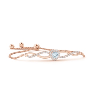 6mm A Heart-Shaped Aquamarine Infinity Bolo Bracelet in Rose Gold