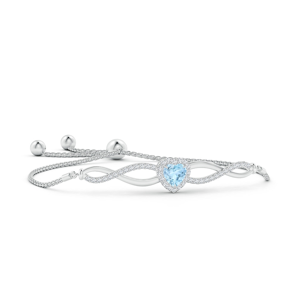 6mm AAA Heart-Shaped Aquamarine Infinity Bolo Bracelet in White Gold 