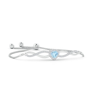 6mm AAA Heart-Shaped Aquamarine Infinity Bolo Bracelet in White Gold