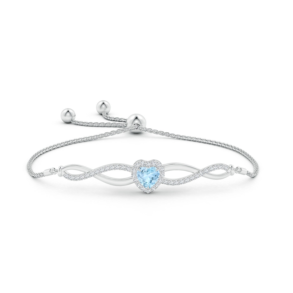 6mm AAA Heart-Shaped Aquamarine Infinity Bolo Bracelet in White Gold side-1