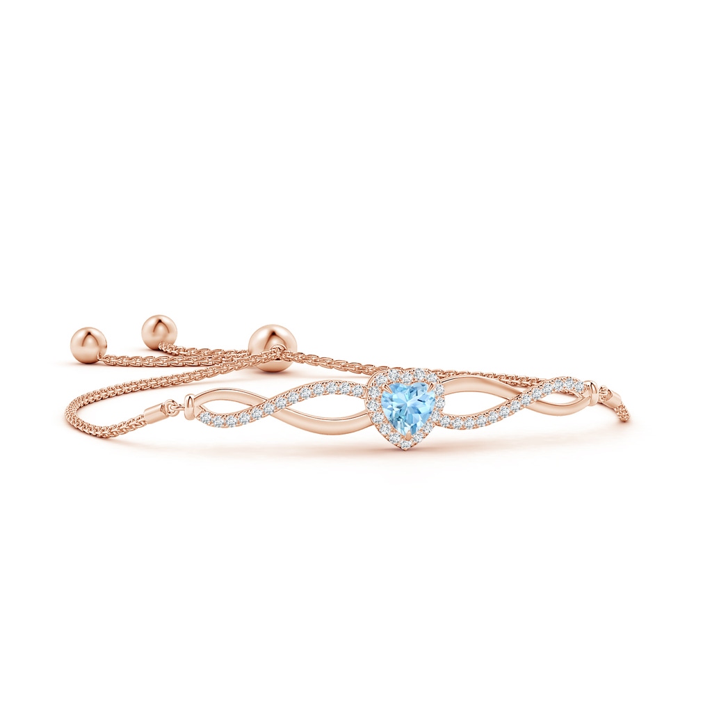 6mm AAAA Heart-Shaped Aquamarine Infinity Bolo Bracelet in Rose Gold