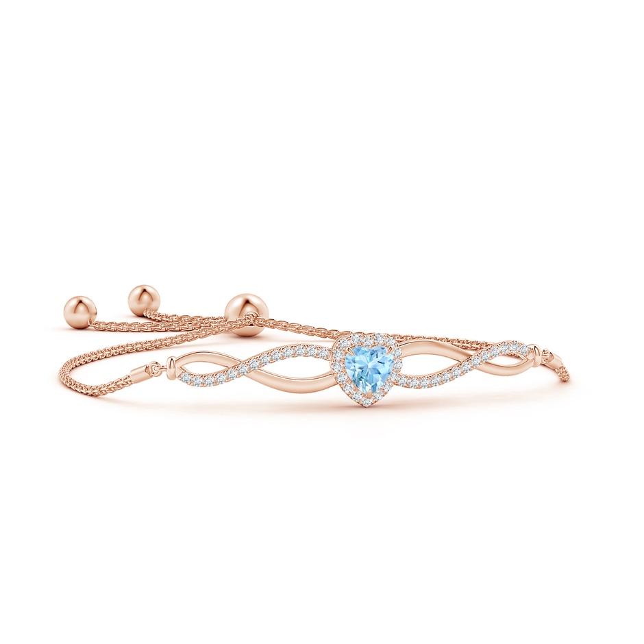 6mm AAAA Heart-Shaped Aquamarine Infinity Bolo Bracelet in Rose Gold 