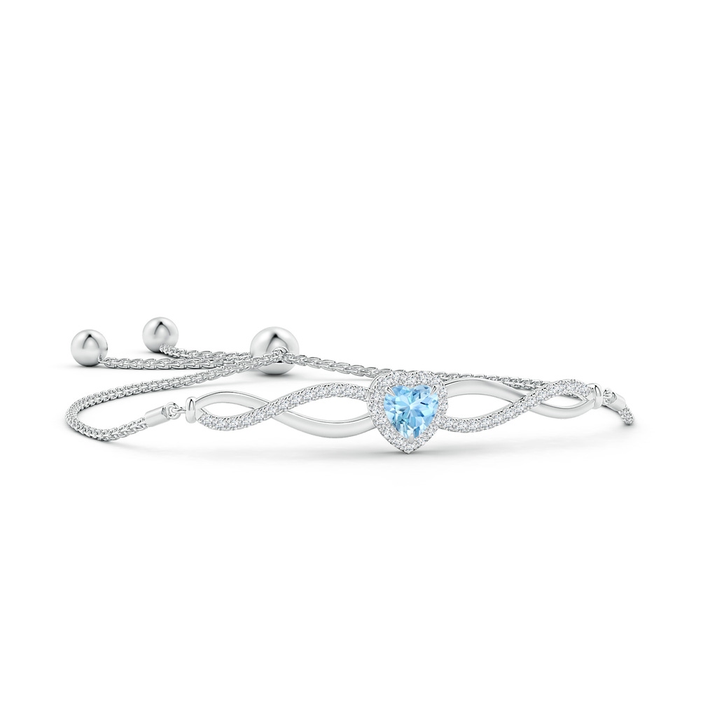 6mm AAAA Heart-Shaped Aquamarine Infinity Bolo Bracelet in White Gold