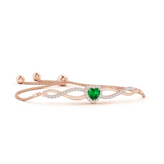 6mm AAAA Heart-Shaped Emerald Infinity Bolo Bracelet in Rose Gold