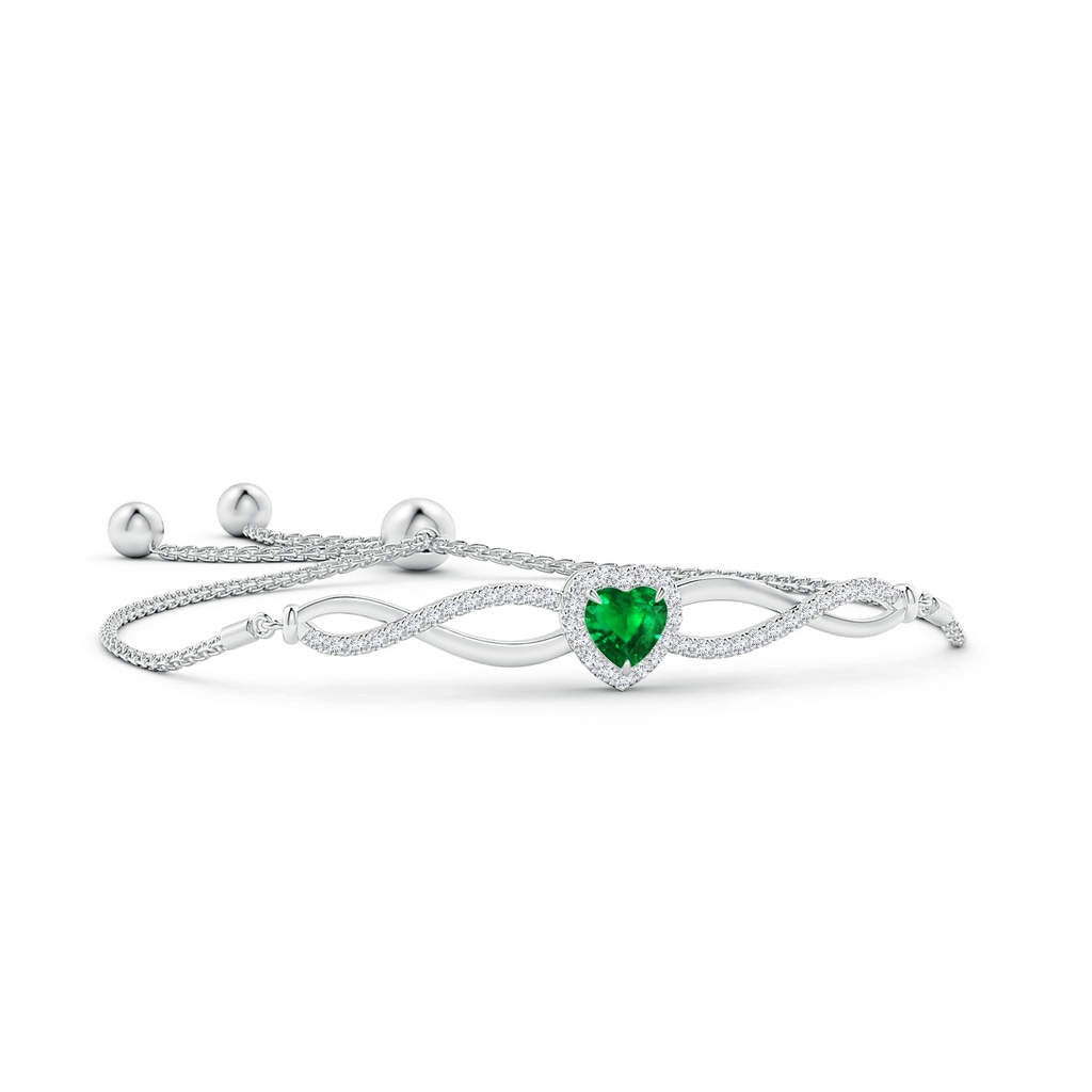 6mm AAAA Heart-Shaped Emerald Infinity Bolo Bracelet in White Gold