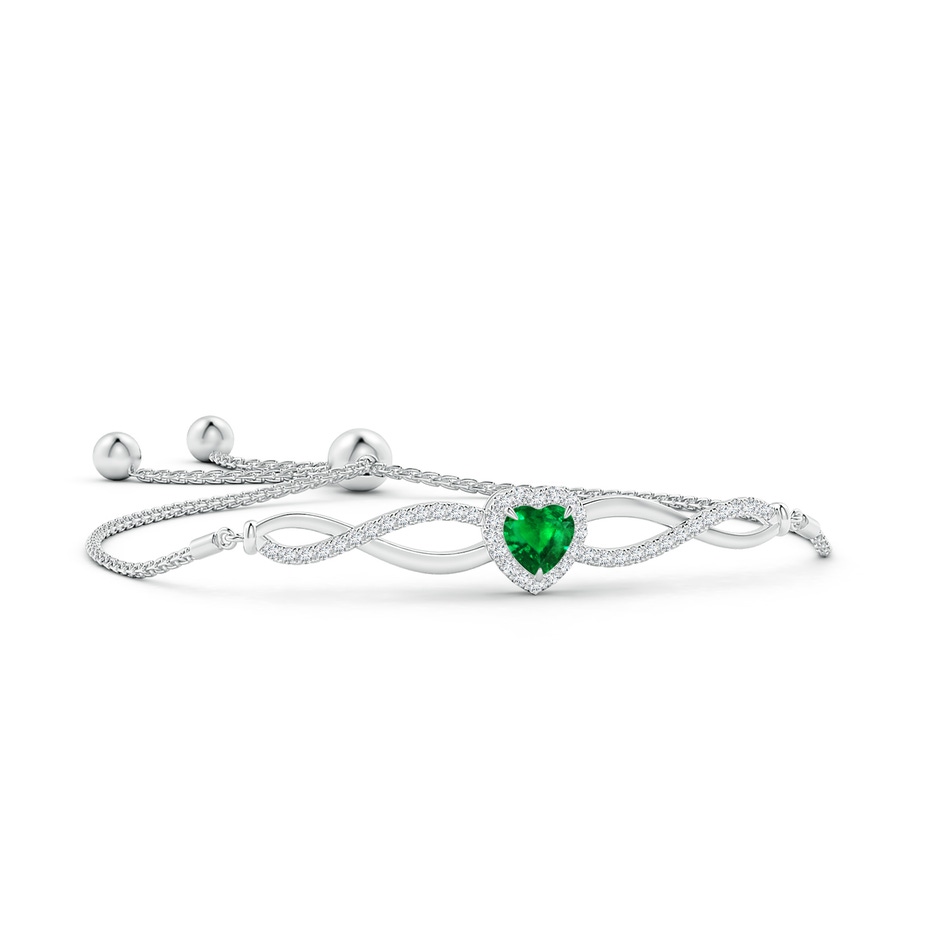 6mm AAAA Heart-Shaped Emerald Infinity Bolo Bracelet in White Gold 