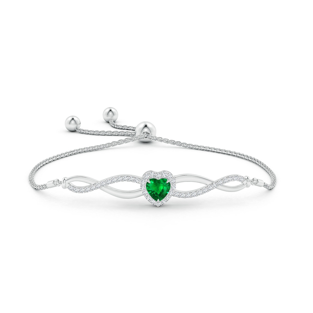 6mm AAAA Heart-Shaped Emerald Infinity Bolo Bracelet in White Gold Side-1