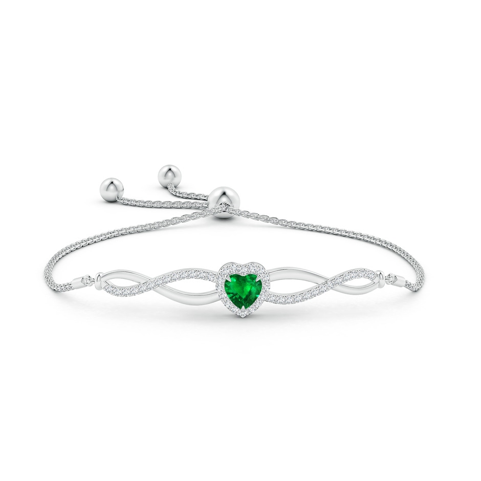 6mm AAAA Heart-Shaped Emerald Infinity Bolo Bracelet in White Gold side-1