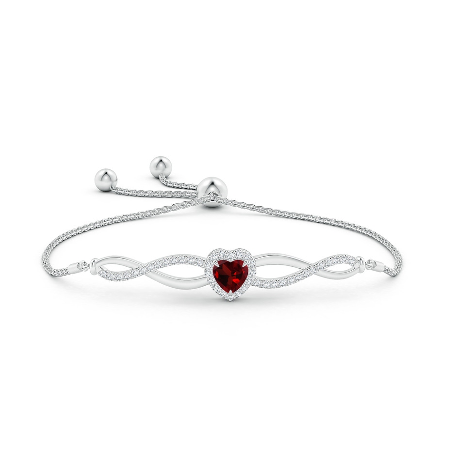 6mm AAA Heart-Shaped Garnet Infinity Bolo Bracelet in White Gold side-1