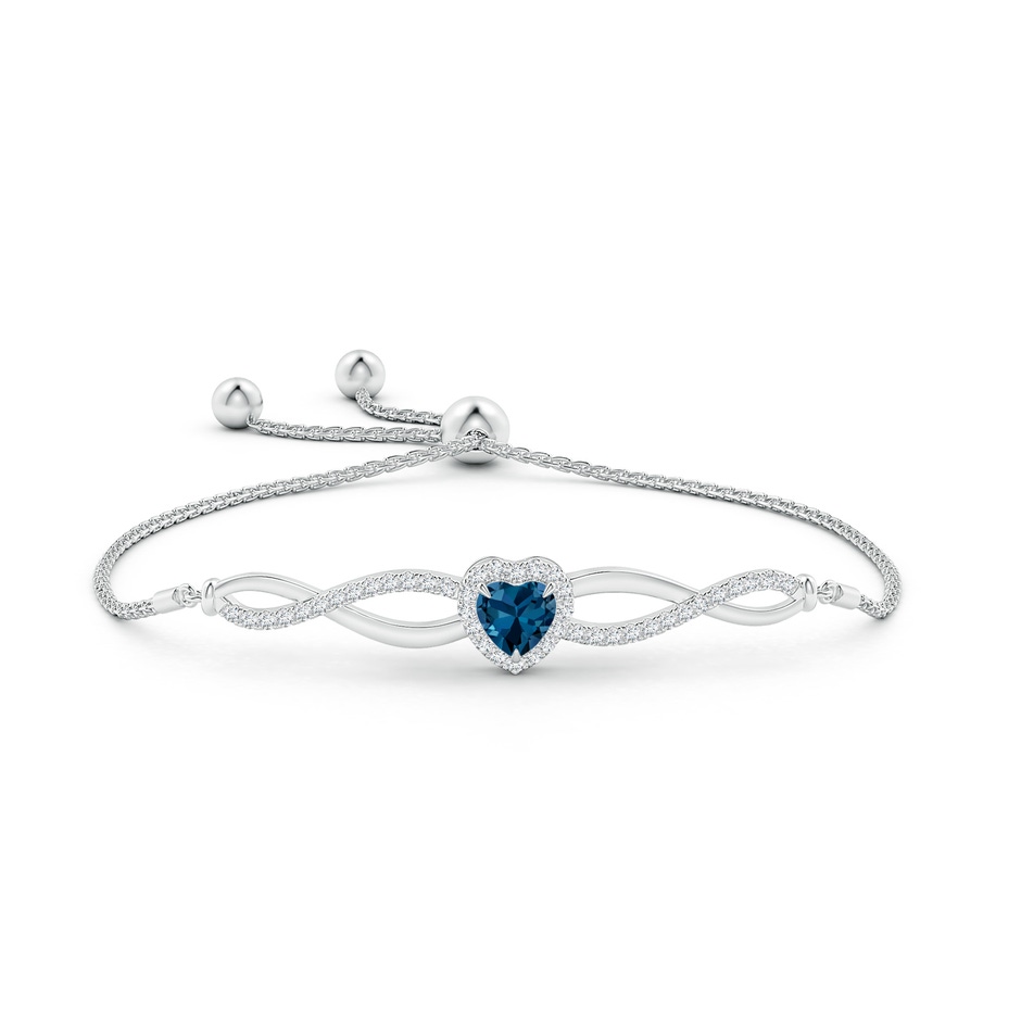 6mm AAA Heart-Shaped London Blue Topaz Infinity Bolo Bracelet in White Gold side-1