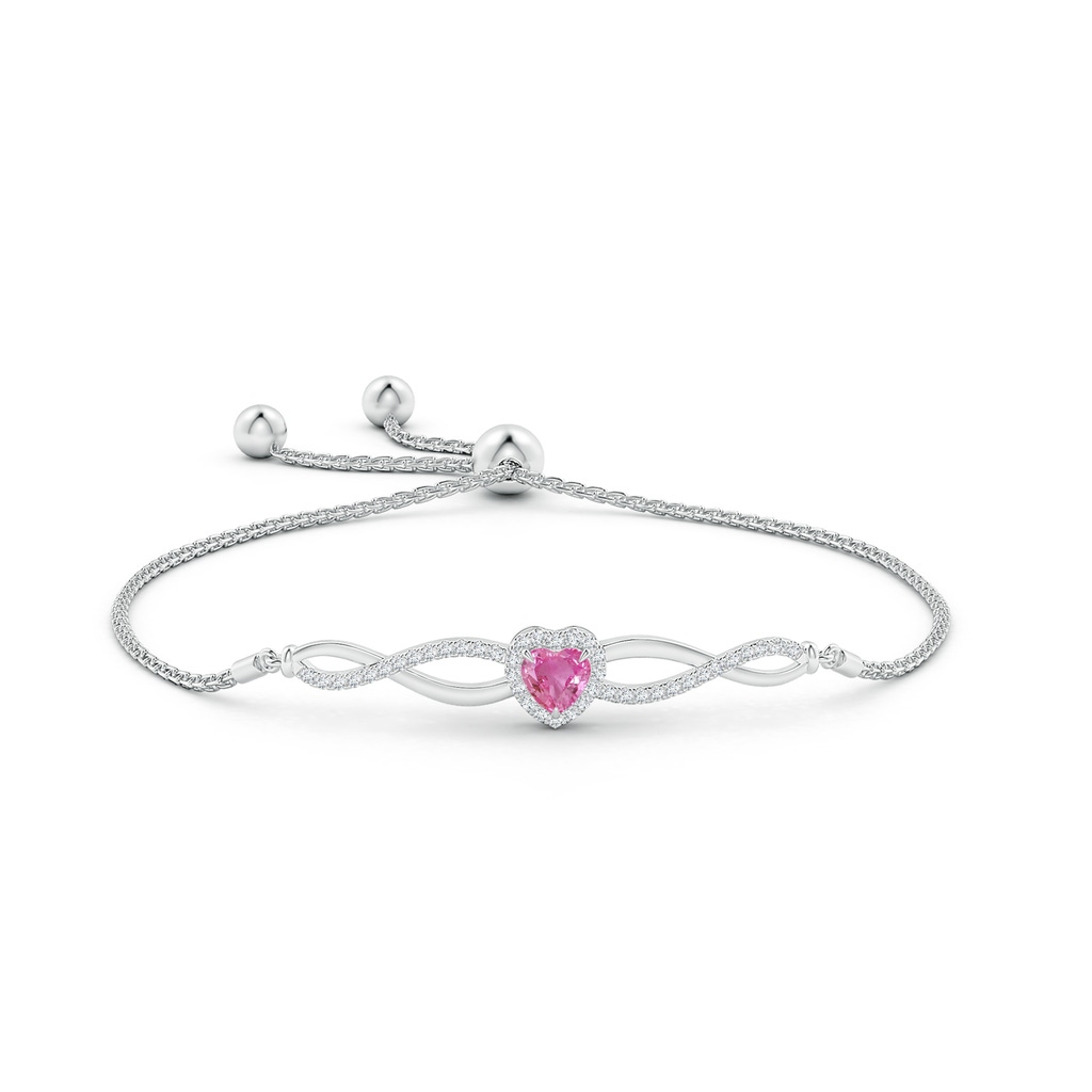 5mm AAA Heart-Shaped Pink Sapphire Infinity Bolo Bracelet in White Gold Side-1