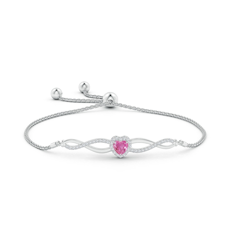 5mm AAA Heart-Shaped Pink Sapphire Infinity Bolo Bracelet in White Gold side-1