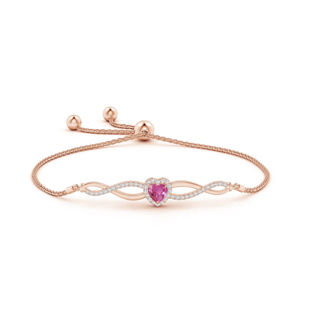 5mm AAAA Heart-Shaped Pink Sapphire Infinity Bolo Bracelet in Rose Gold Side-1