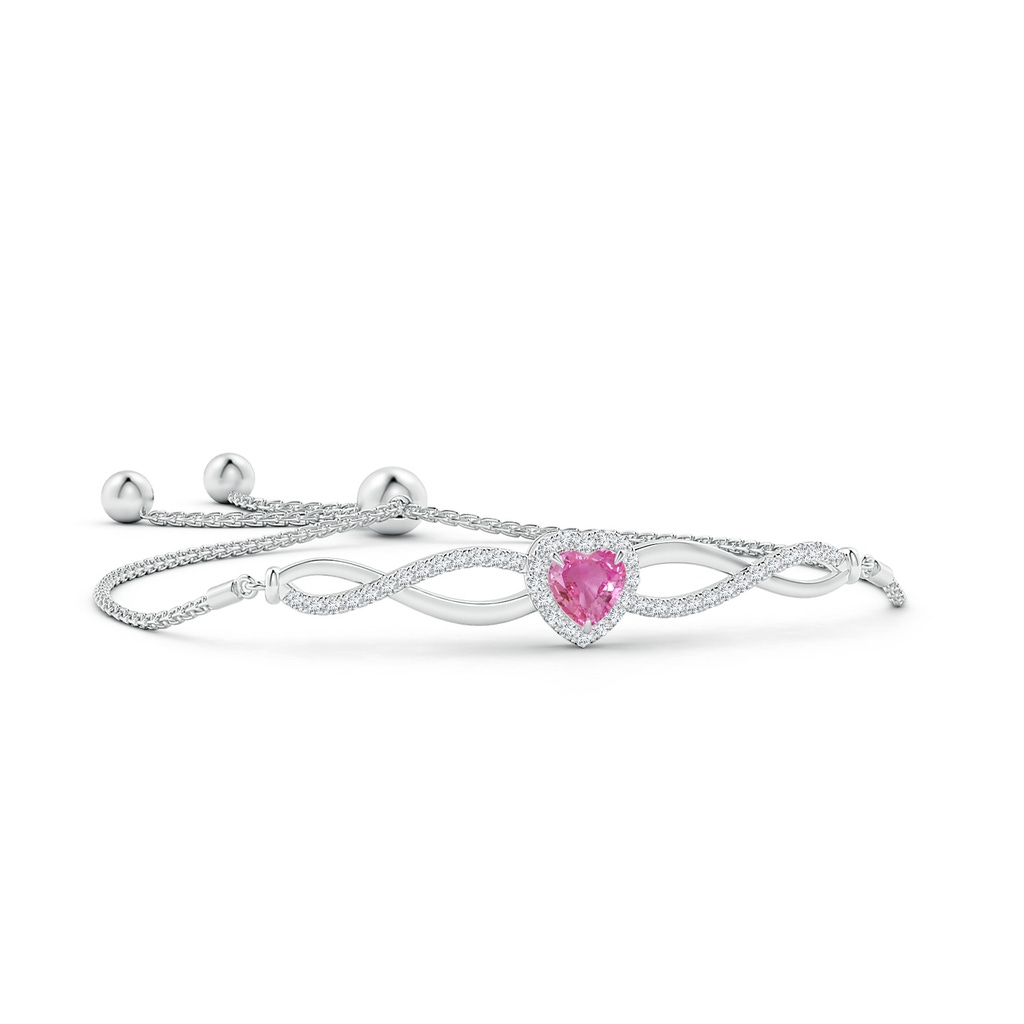 6mm AAA Heart-Shaped Pink Sapphire Infinity Bolo Bracelet in White Gold