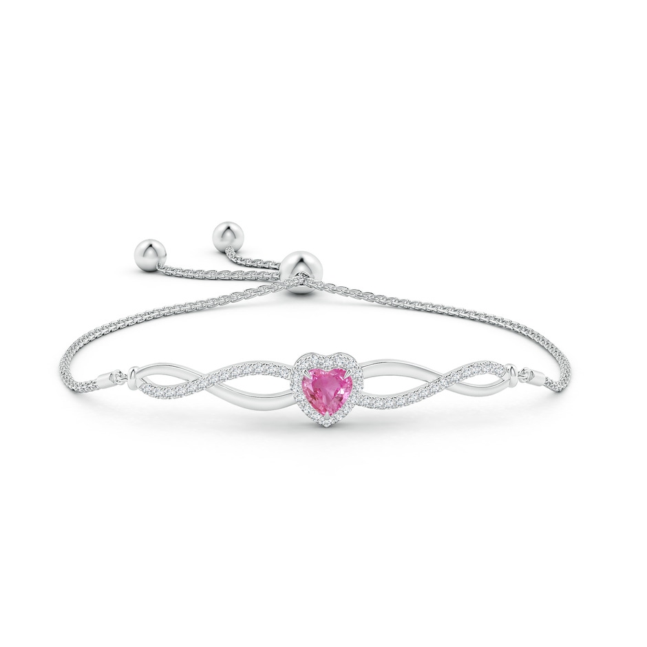 6mm AAA Heart-Shaped Pink Sapphire Infinity Bolo Bracelet in White Gold side-1