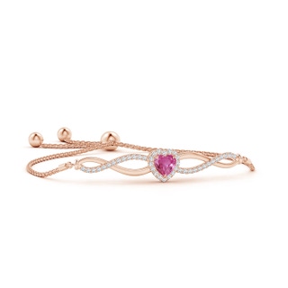 6mm AAAA Heart-Shaped Pink Sapphire Infinity Bolo Bracelet in Rose Gold