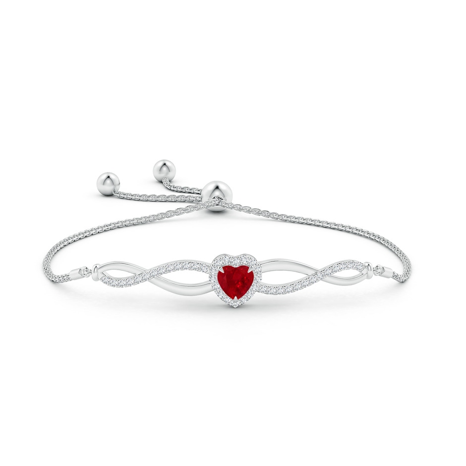 6mm AAA Heart-Shaped Ruby Infinity Bolo Bracelet in White Gold side-1