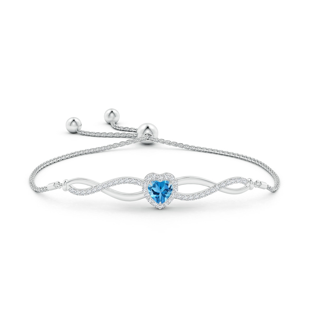 6mm AAA Heart-Shaped Swiss Blue Topaz Infinity Bolo Bracelet in White Gold Side-1