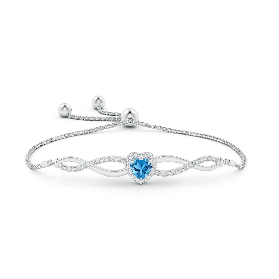 6mm AAA Heart-Shaped Swiss Blue Topaz Infinity Bolo Bracelet in White Gold side-1