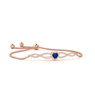 5mm AA Heart-Shaped Sapphire Infinity Bolo Bracelet in Rose Gold