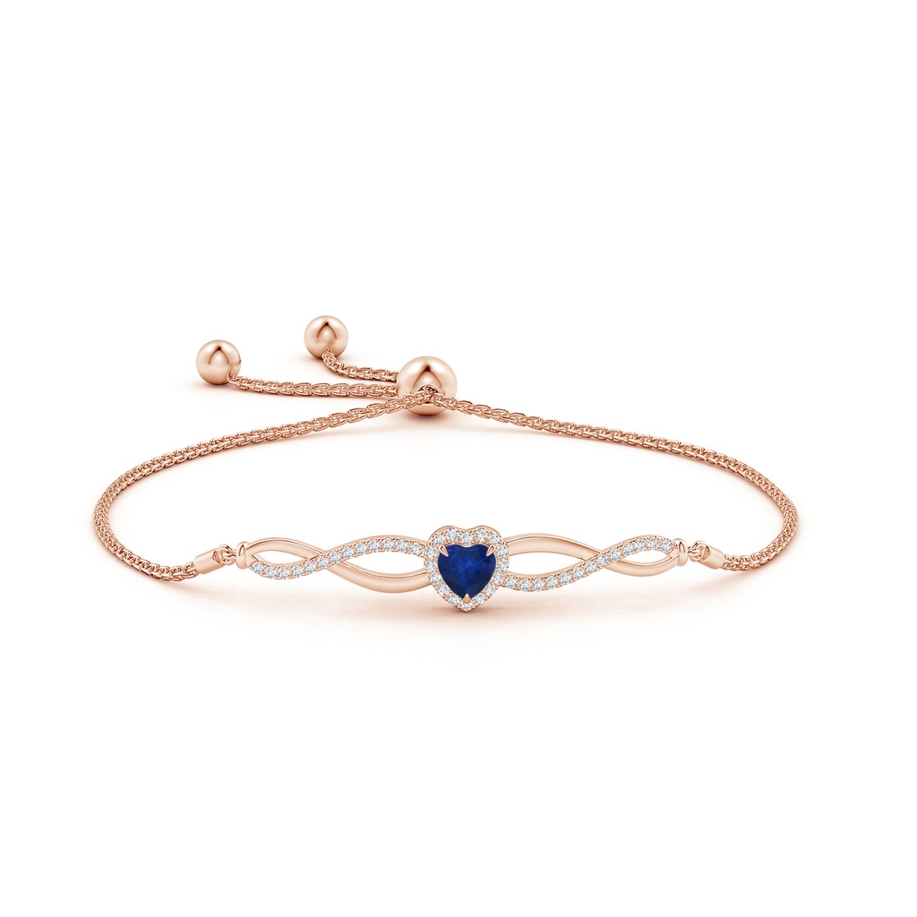 5mm AA Heart-Shaped Sapphire Infinity Bolo Bracelet in Rose Gold Side-1