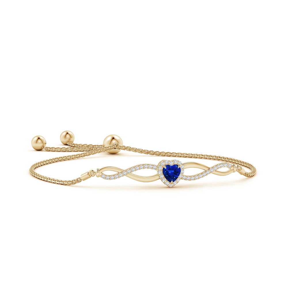 5mm AAAA Heart-Shaped Sapphire Infinity Bolo Bracelet in Yellow Gold
