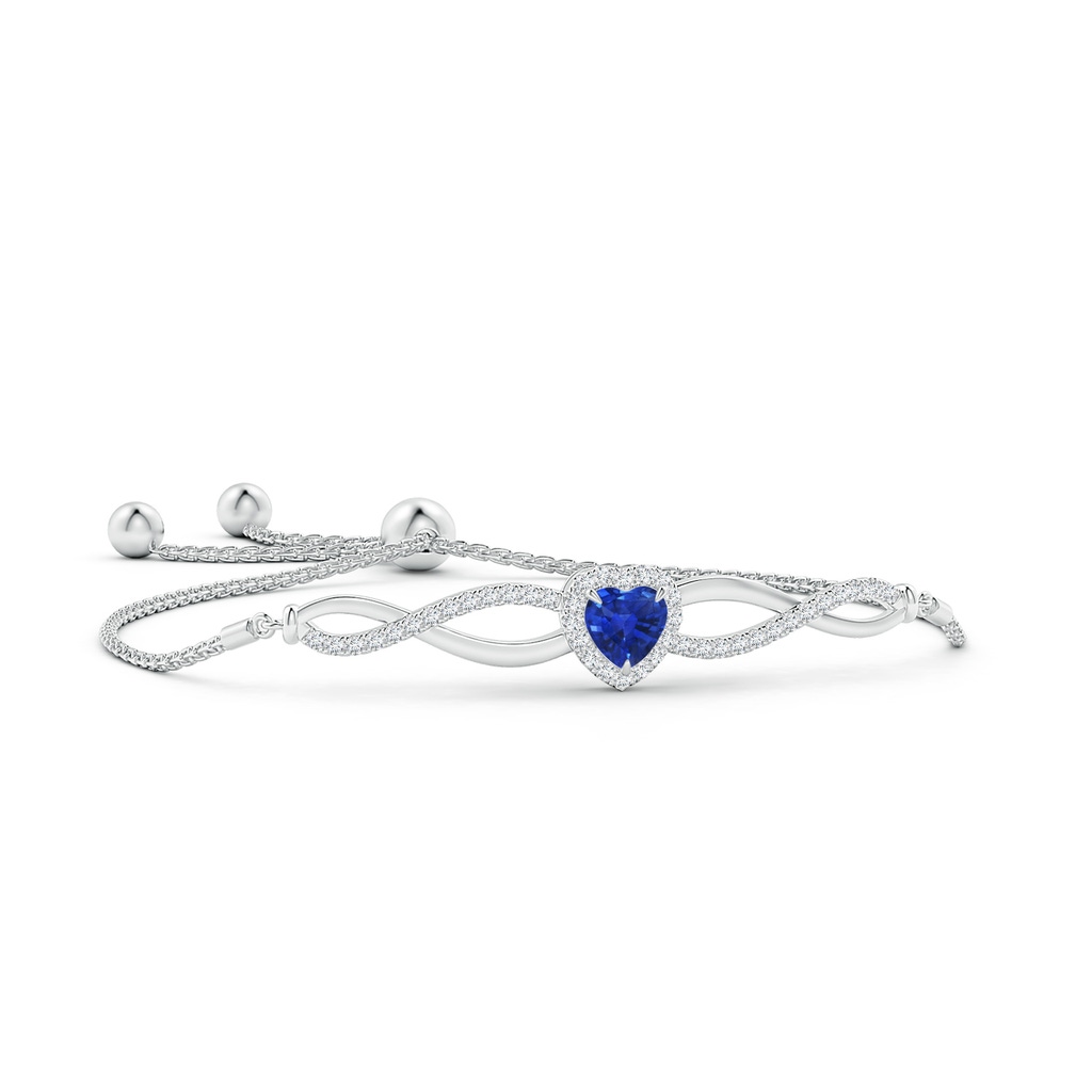 6mm AAA Heart-Shaped Sapphire Infinity Bolo Bracelet in White Gold 