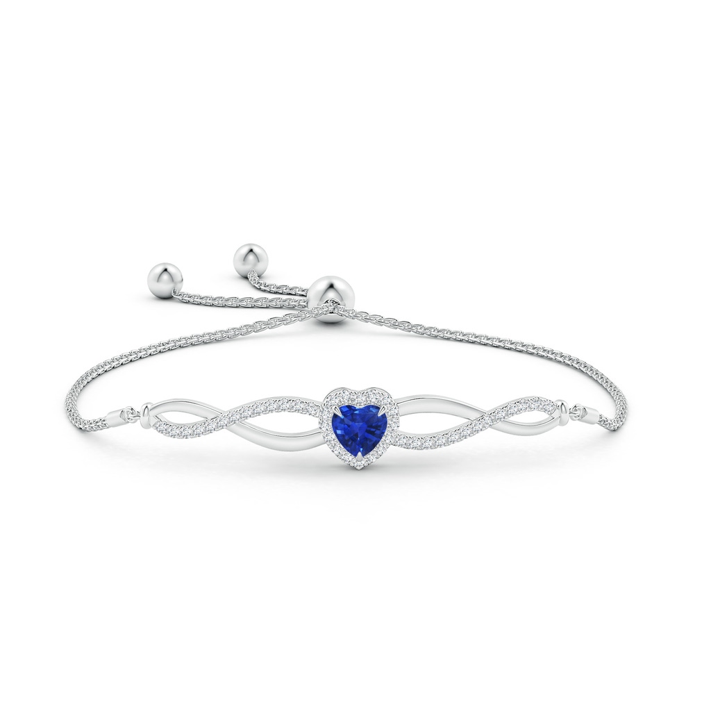 6mm AAA Heart-Shaped Sapphire Infinity Bolo Bracelet in White Gold Side-1