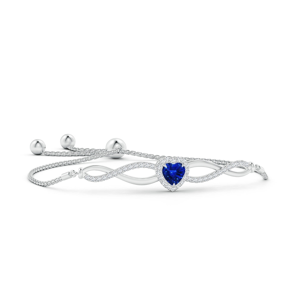 6mm AAAA Heart-Shaped Sapphire Infinity Bolo Bracelet in White Gold